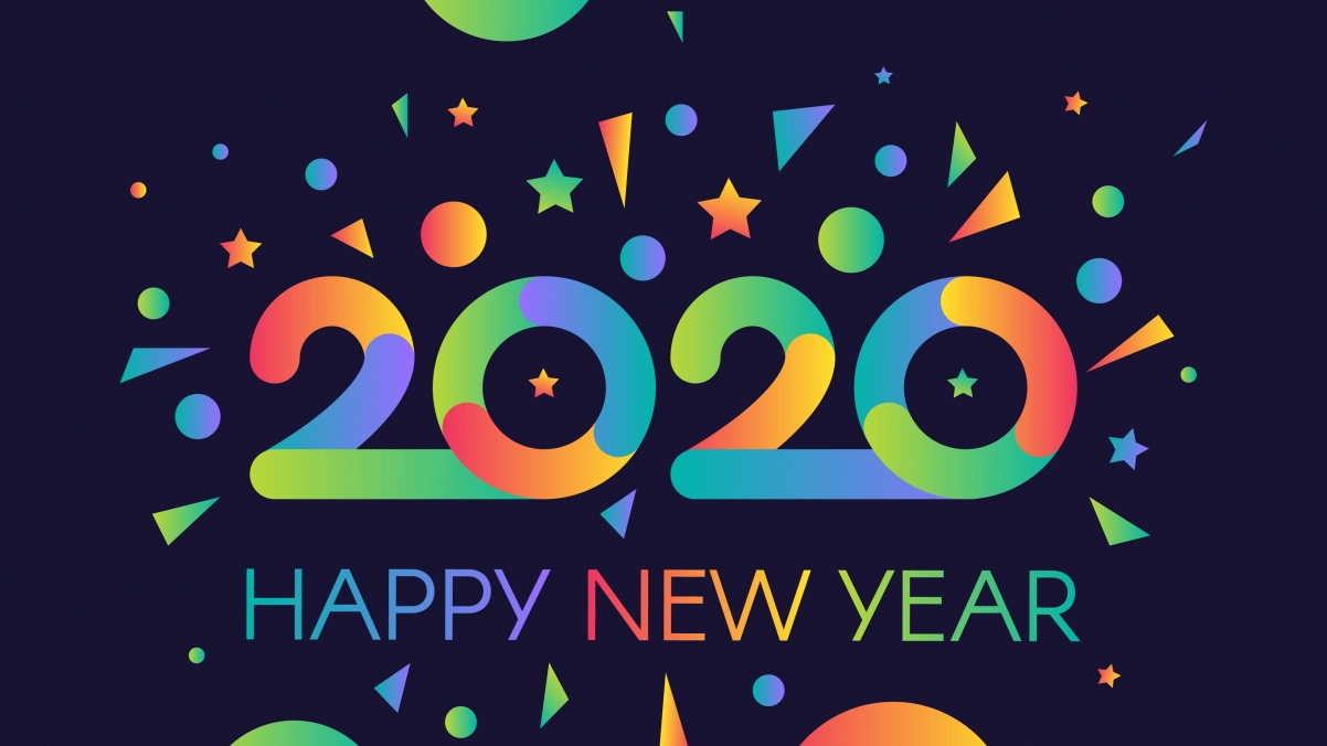炫彩2020年新年快乐创意海报4k壁纸3840x2160