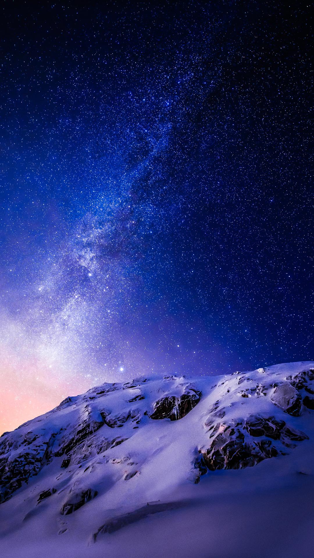 雪山,星空,星夜1080x1920手机壁纸