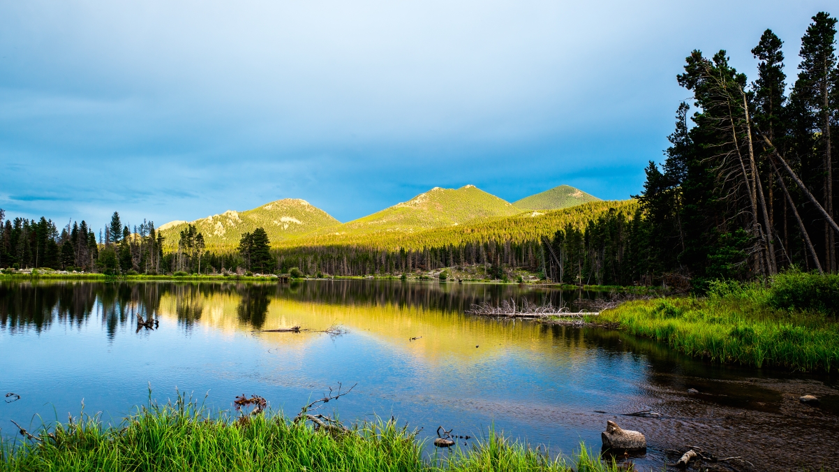 落基山脉 湖 美丽的山水风景4K壁纸