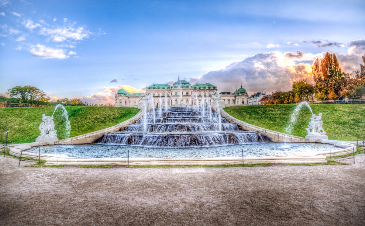 喷泉 维也纳 丽城 4K风景壁纸