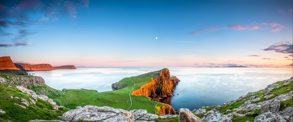 苏格兰 海湾 岩石 美丽海景4K壁纸3826x1600