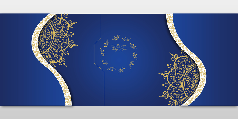 大气质感深蓝色欧式花纹婚礼海报背景