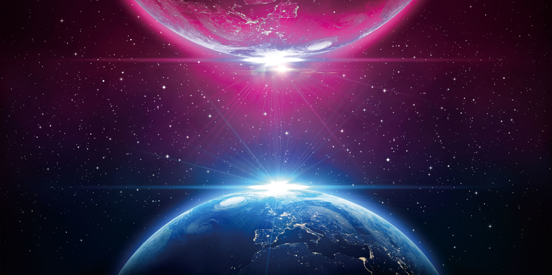 大气星球碰撞紫色背景素材