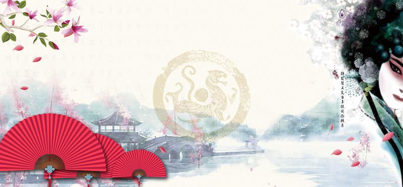 中国京剧国粹手绘图腾纹理背景