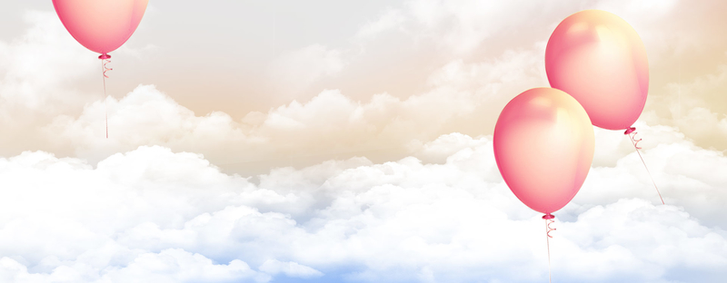 浪漫暖色天空云层气球女装背景