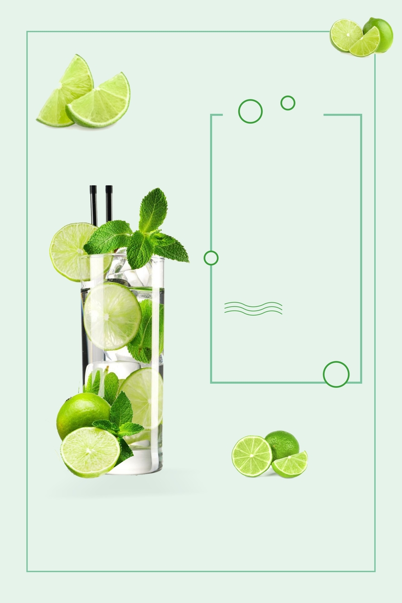 绿色简约清新夏季果汁饮品海报背景