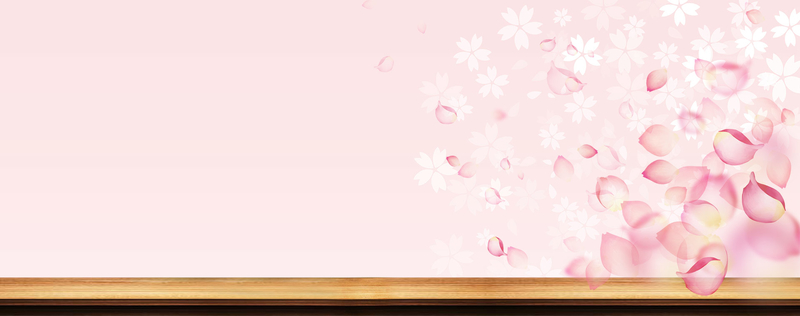 日系美食粉色木板展台樱花背景