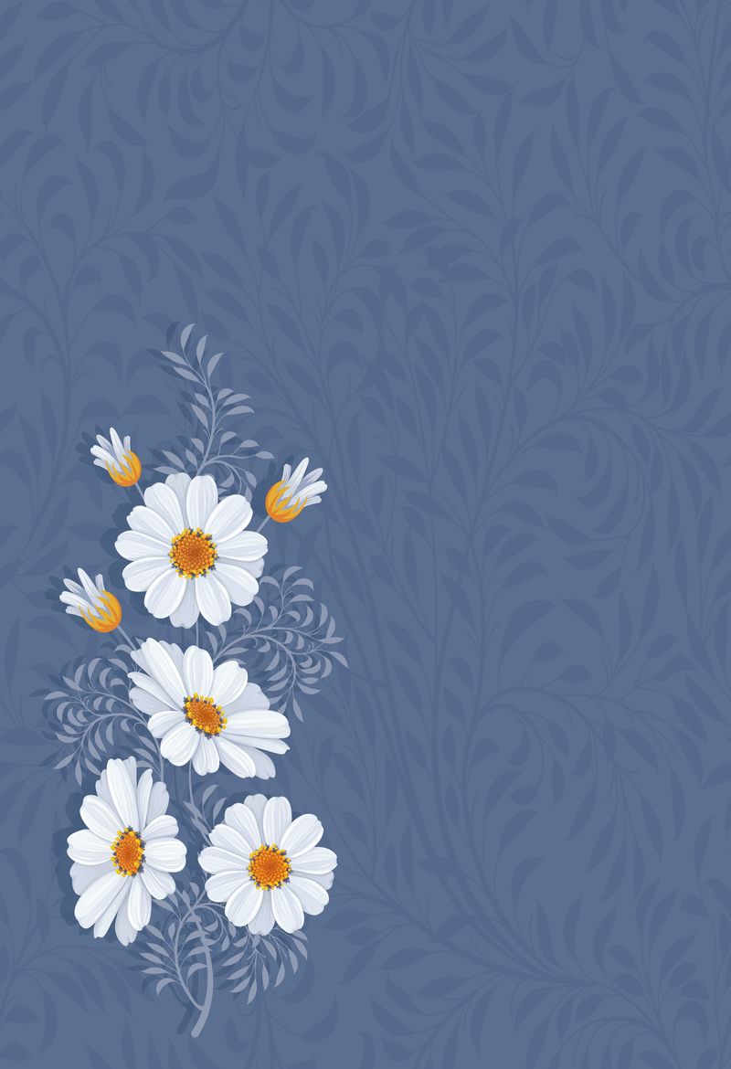 蓝色白雏菊花纹海报背景素材
