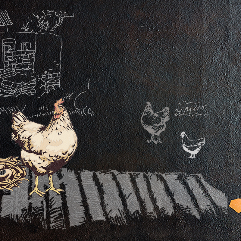 黑色手绘炸鸡食品PSD分层主图背景