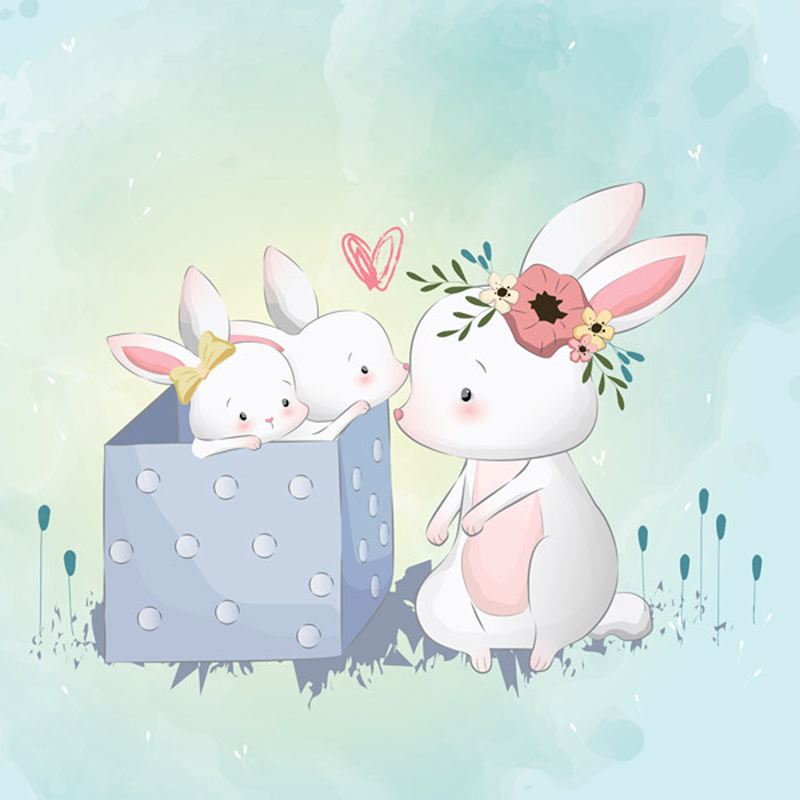 一家 可爱 兔子 兔妈妈 兔宝宝 卡通