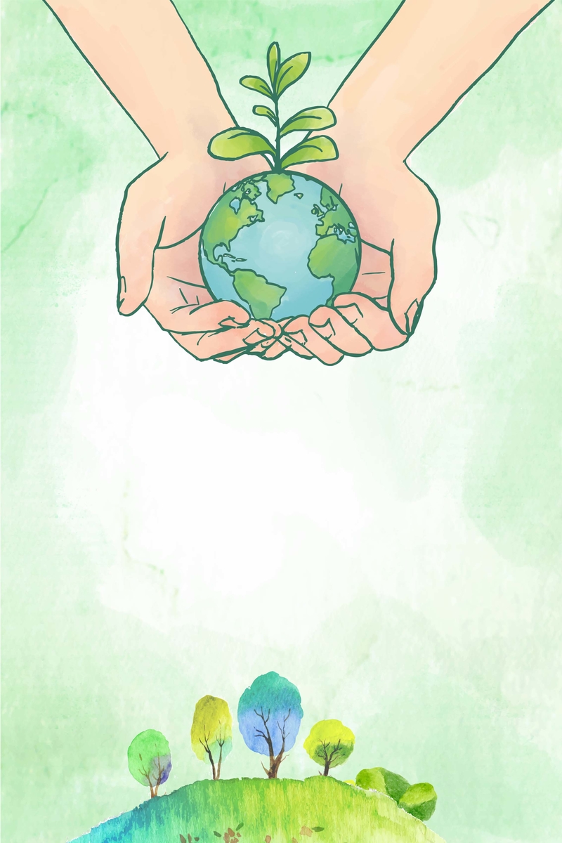 绿色手绘世界地球日公益海报