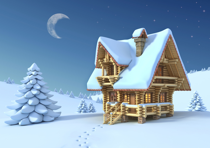 圣诞节冬天雪地木屋背景
