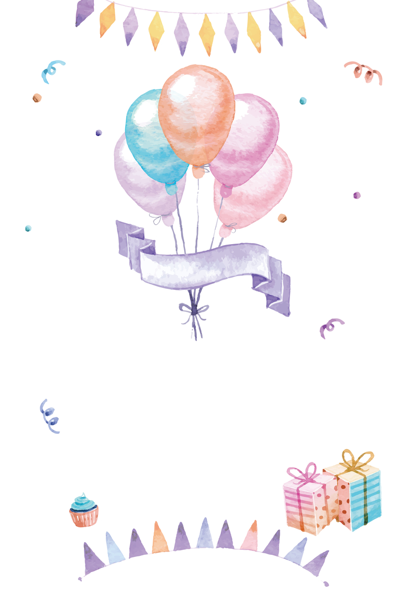 气球礼物甜品生日派对海报背景素材