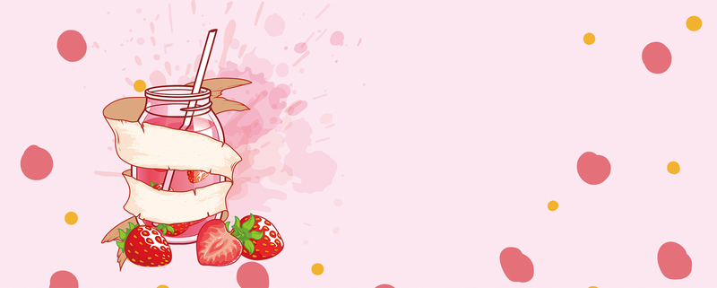 草莓冰淇淋卡通扁平粉色banner