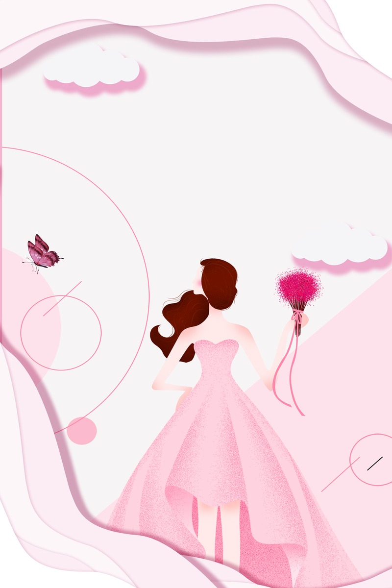 粉色手绘创意妇女节女王节促销海报