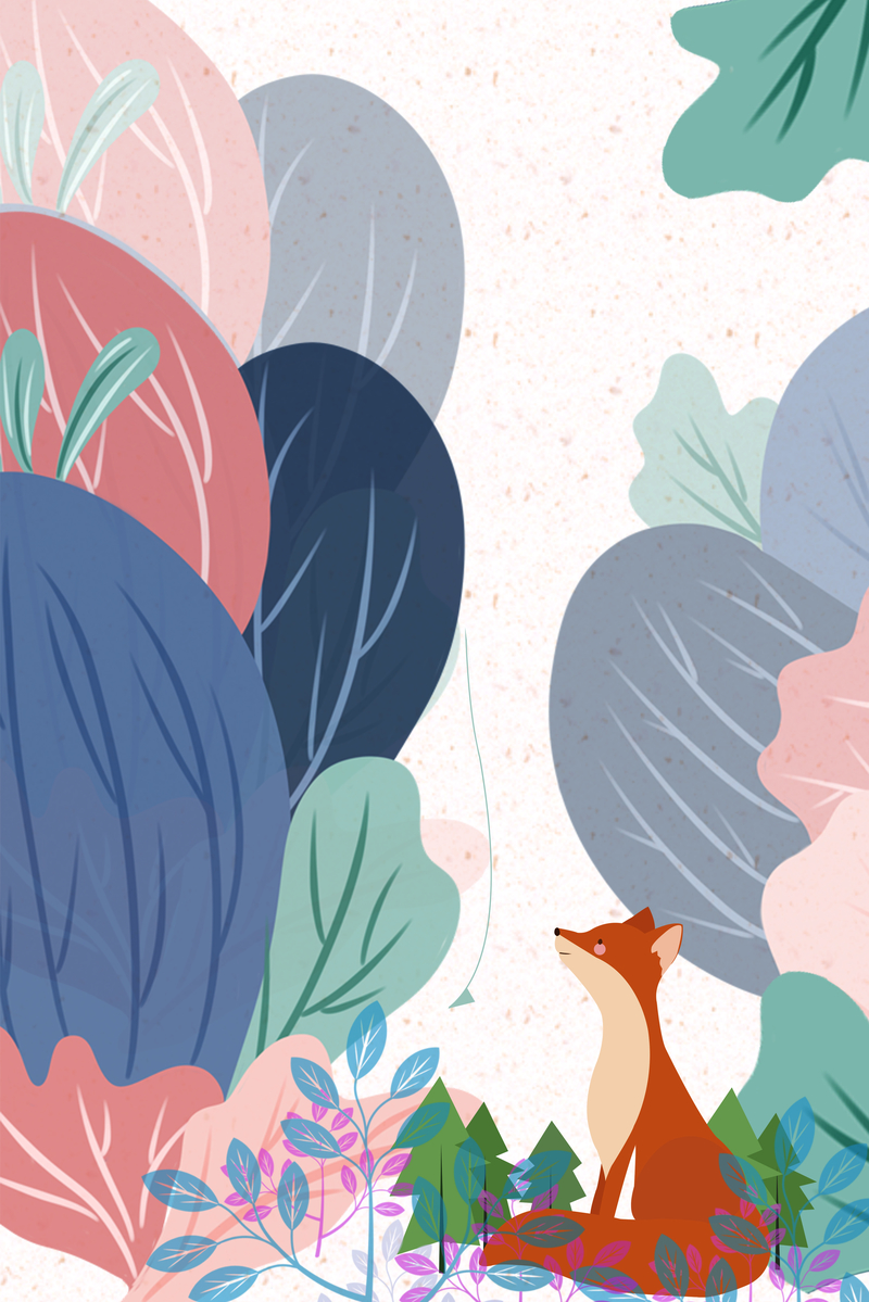 狐狸植物装饰背景图