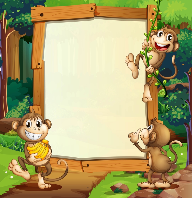 矢量卡通小猴子儿童教育展板背景