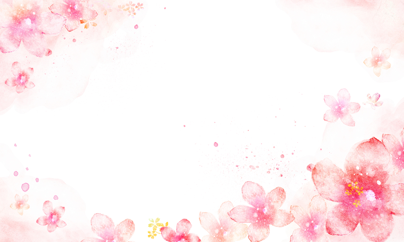 手绘花朵水彩桃花边框印刷背景