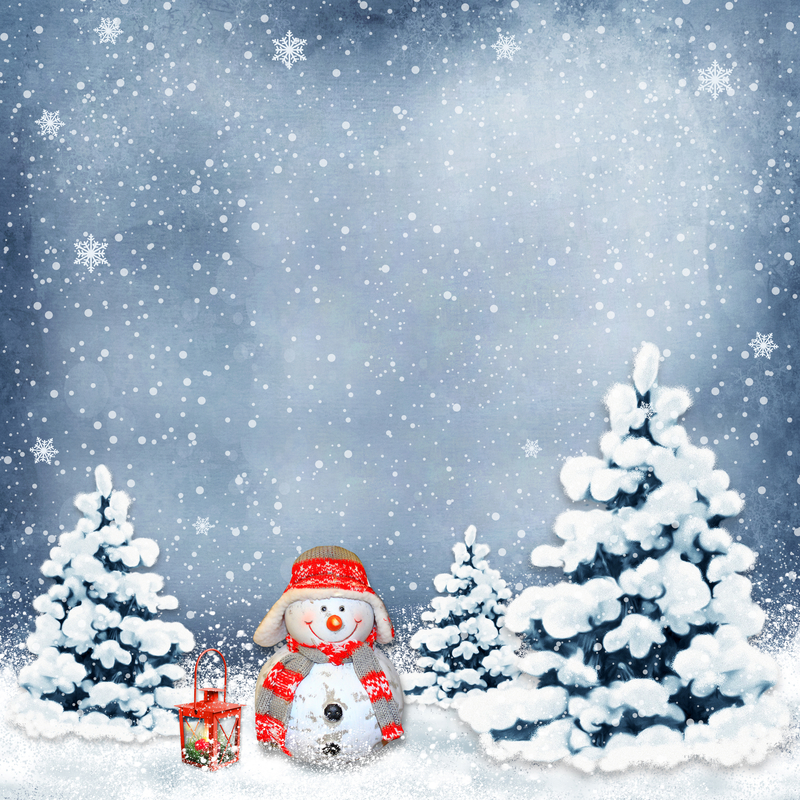 圣诞节复古质感实物雪人圣诞树浪漫高清背景