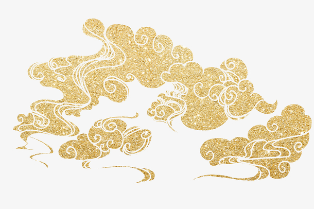 中国风，金色祥云，金箔纹理，装饰元素