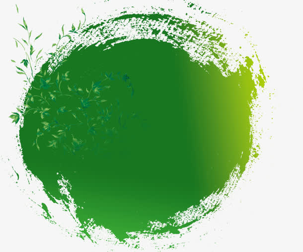 绿色清新艺术墨迹圆形