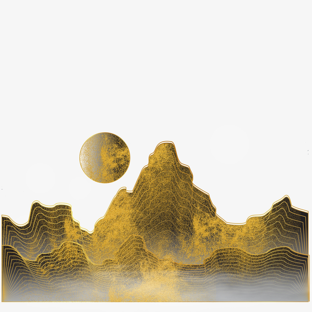 中国风，金色线条山峦