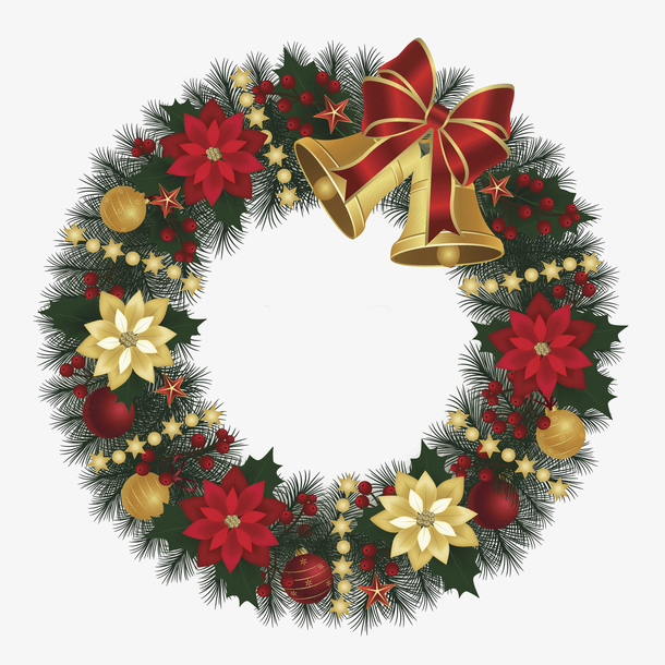 冬青树花环金铃铛圣诞装饰