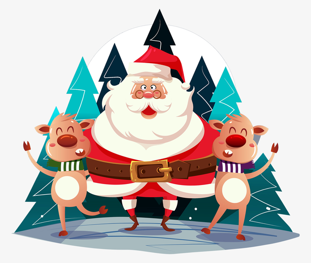 卡通麋鹿和圣诞老人装饰