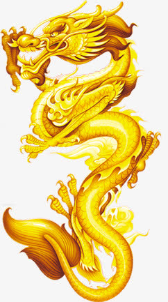 手绘中国风黄色翔龙