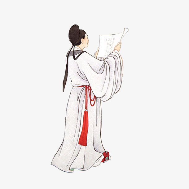 白色中国风诗人装饰