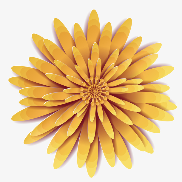 中式黄色花朵剪纸