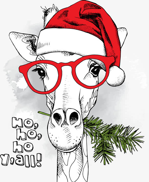 圣诞节贺卡卡通长颈鹿