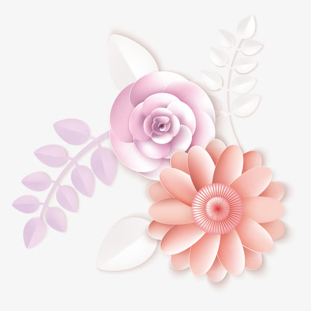 母亲节粉色立体纸雕花朵装饰纹理