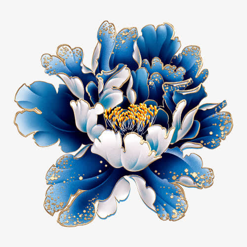 蓝色精致装饰唯美花瓣装饰图
