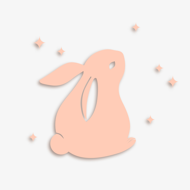 粉色中秋兔子星星元素
