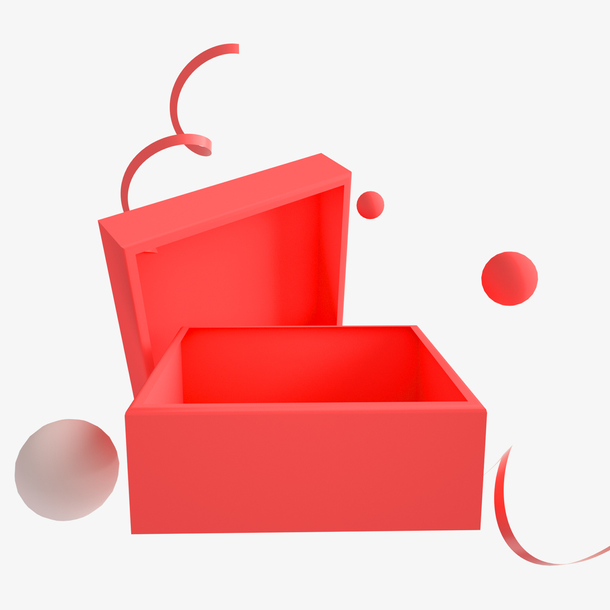 C4D高清PNG红色礼品盒