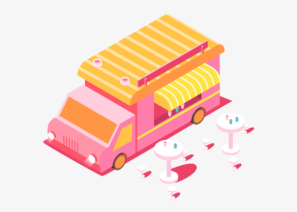 粉粉嫩嫩的餐车