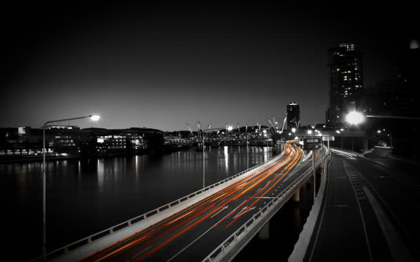 黑夜中的高架桥海报背景