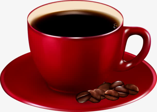 咖啡红色杯子咖啡豆