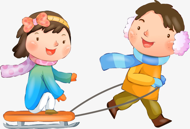 小孩 滑雪 冰车 冬天