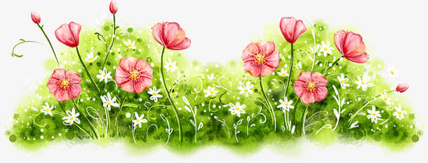 手绘花卉春天风景
