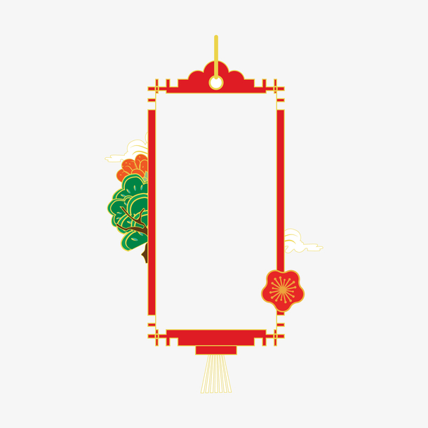春节红色灯笼形装饰边框
