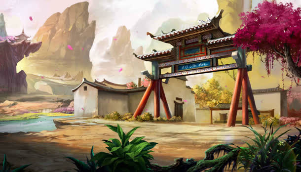 中式古典建筑游戏原画