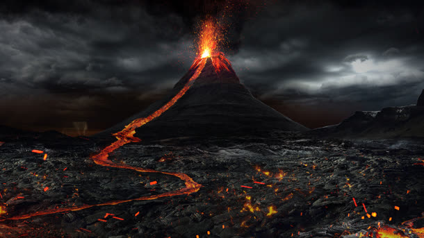 喷涌的火山海报背景
