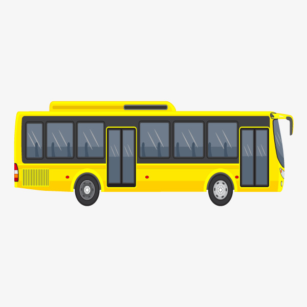 手绘卡通黄色公交车