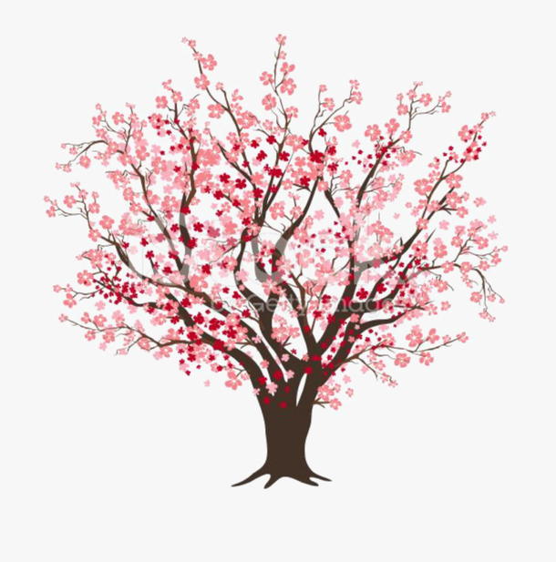 中国风精美水彩桃树
