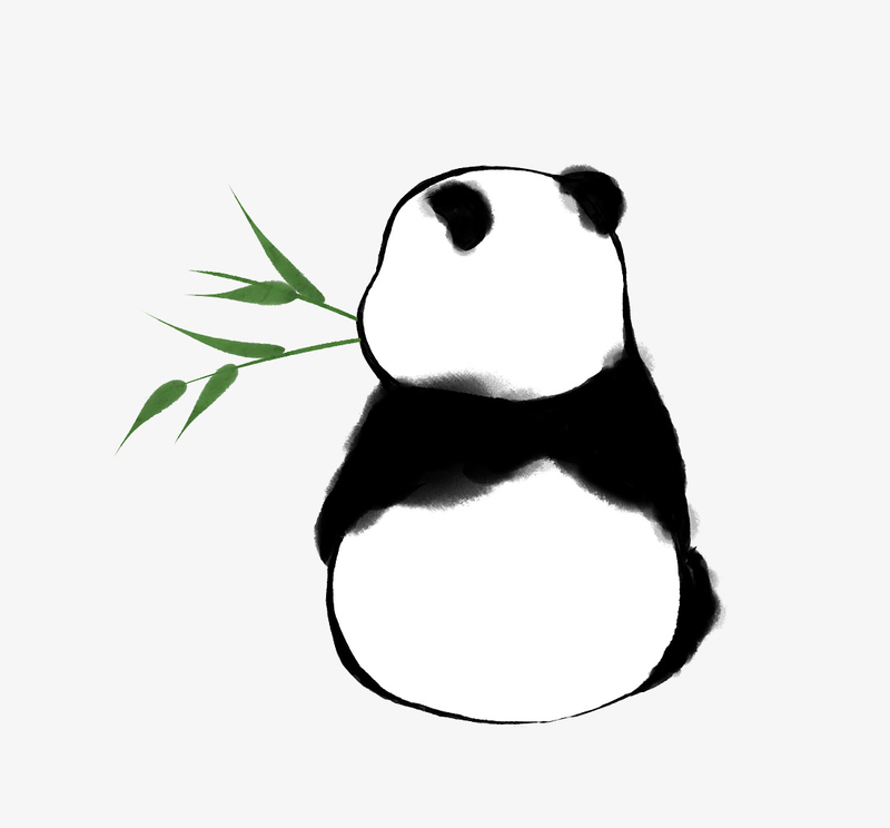 熊猫竹子手绘图
