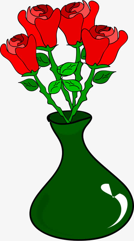 手绘玫瑰花瓶