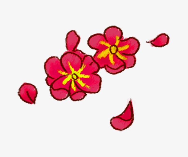 手绘花朵 红色樱花