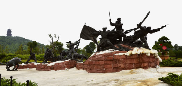 山和军人的雕像